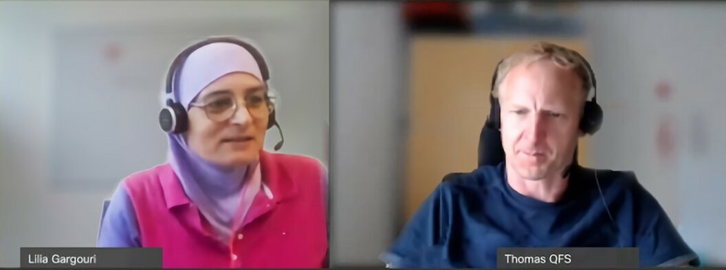 Lilia from mgm and Thomas from QFS together in one of their many video call sessions