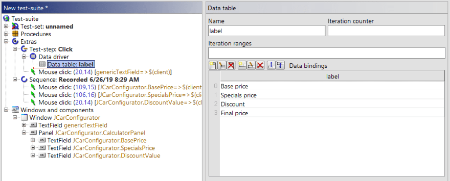 QF-Test Geometry Data table
