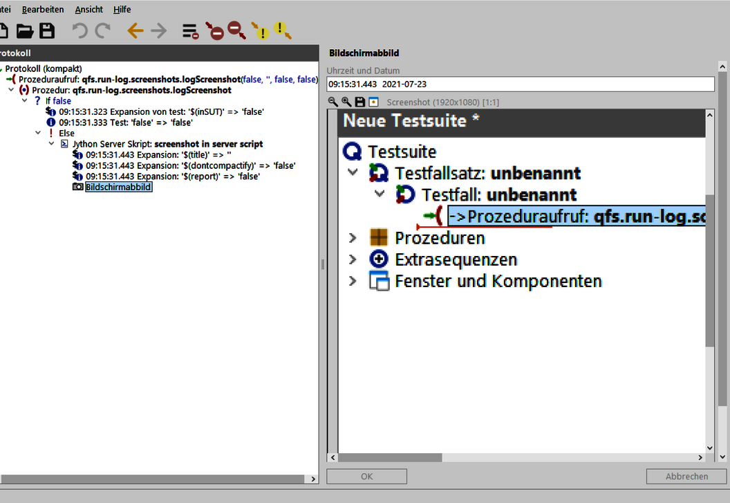 Protokollscreenshot QF-Test