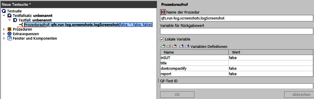 QF-Test Screenshotcall