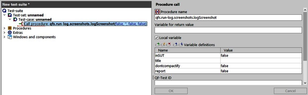 QF-Test Screenshot call