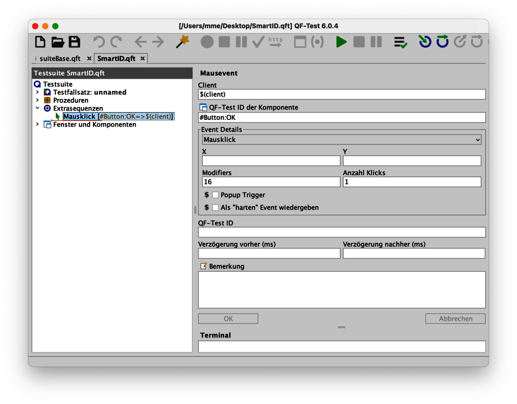 Screenshot eines QF-Test-Fensters mit einer typischen Generischen Komponente.