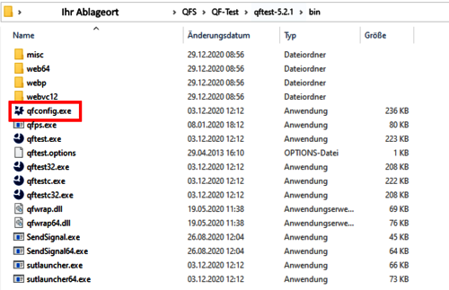 qfconfig.exe öffnen QF-Test