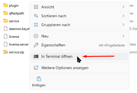 Windows Explorer Kontextmenü mit Terminal-Option