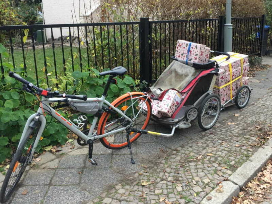 Christmas presents on their way to the post office