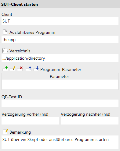 Starten des SUT aus einem Skript oder ausführbaren Programm