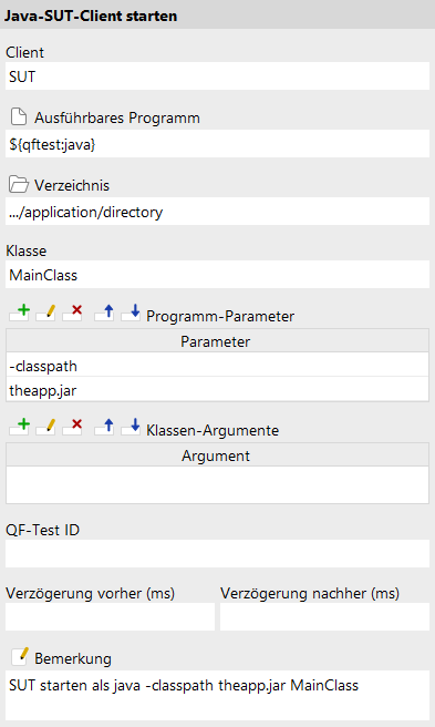 Starten des SUT über die Startklasse