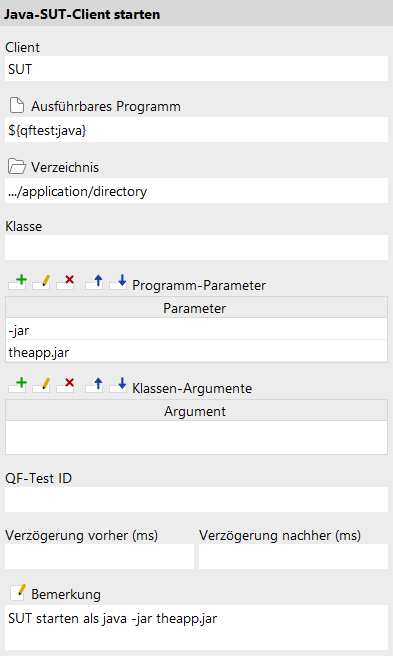 Starten des SUT aus einem jar Archiv