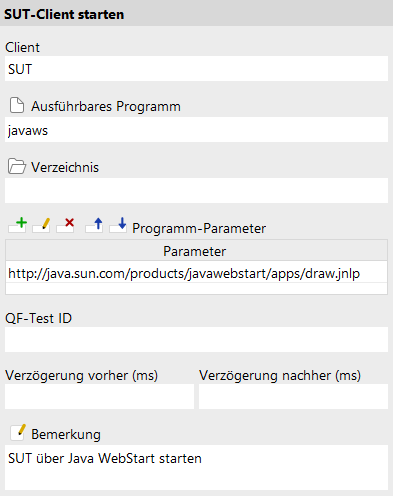 Starten des SUT mittels Java WebStart