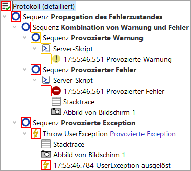 Error states in a run log