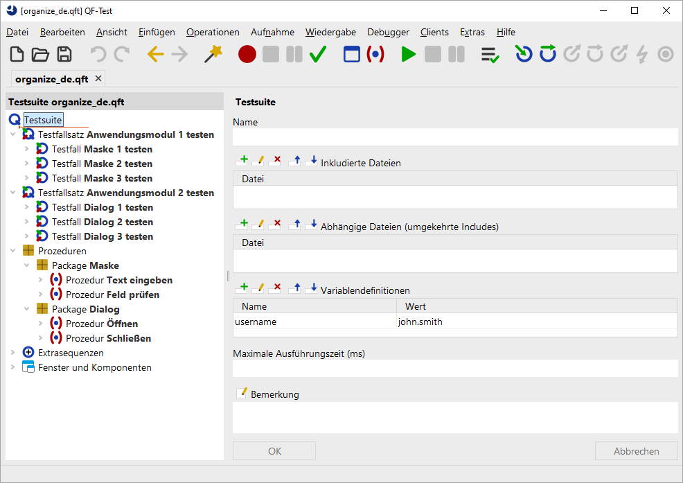 Struktur einer Testsuite