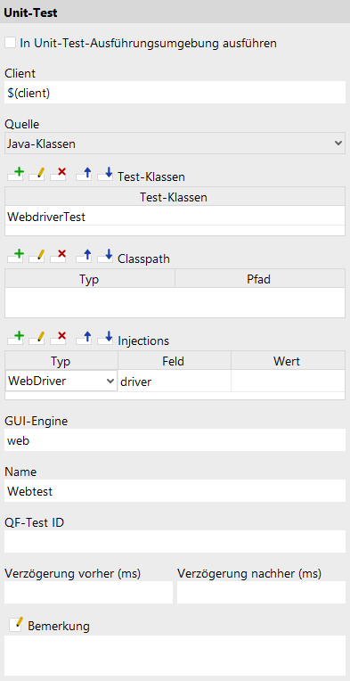 Beispiel eines Unit-Test-Knotens mit Injections