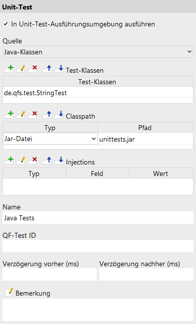 Beispiel eines Unit-Test Knotens Java-Klassen