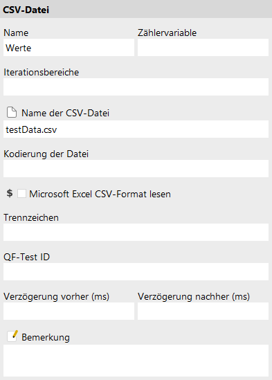 'CSV-Datei'-Attribute