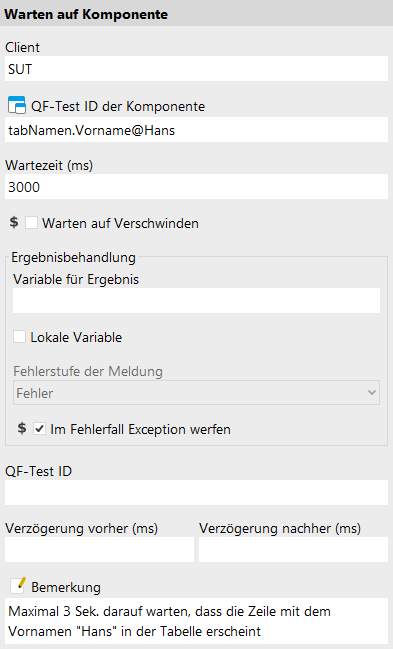 Warten auf Komponente Attribute