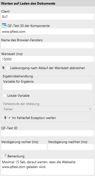 Warten auf Komponente Attribute