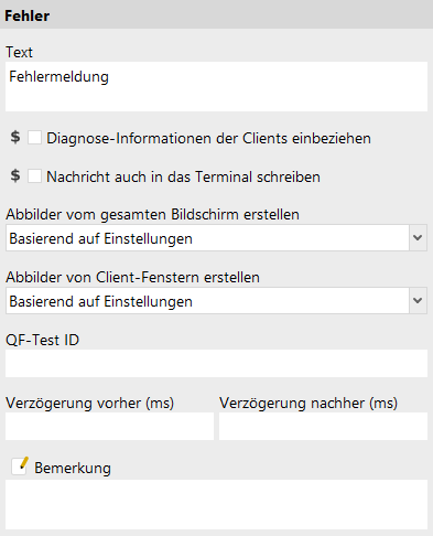 Attribute des Fehlerknotens