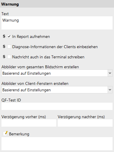 Attribute des Warnung Knotens