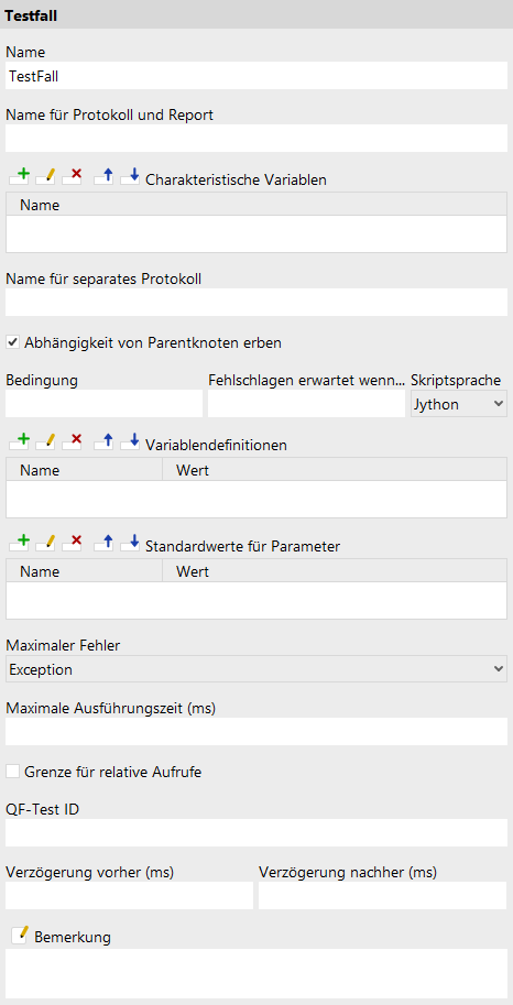 Test case attributes