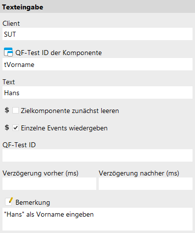Texteingabe Attribute