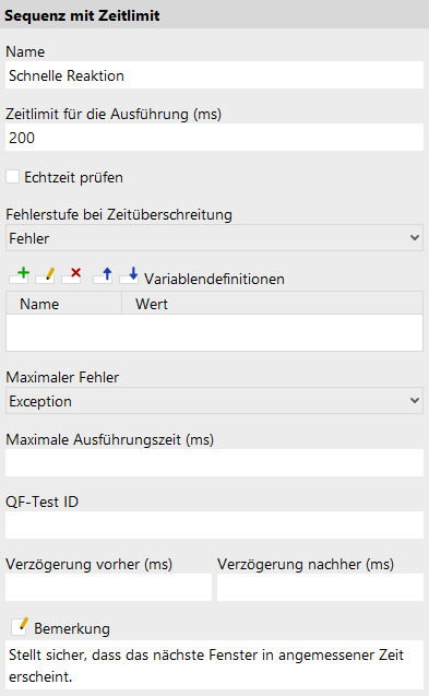 Sequenz mit Zeitlimit Attribute