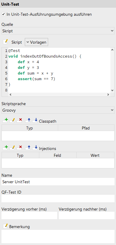 Unit-Test mit Server-Skript Attribute