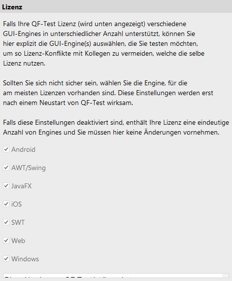 Lizenz Optionen