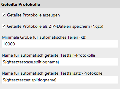 Optionen zur Aufteilung von Protokollen