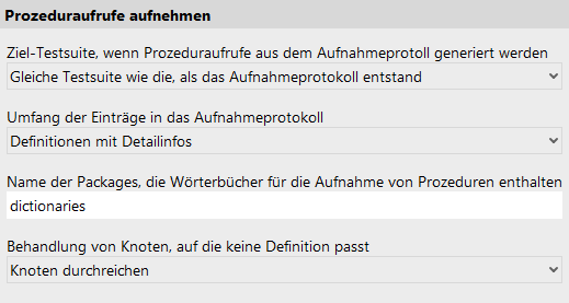 Optionen für Prozeduraufrufe