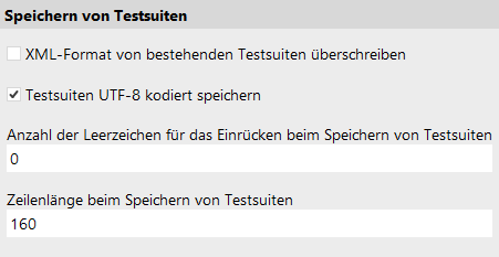 Speichern von Testsuiten