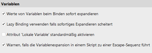 Variable Optionen