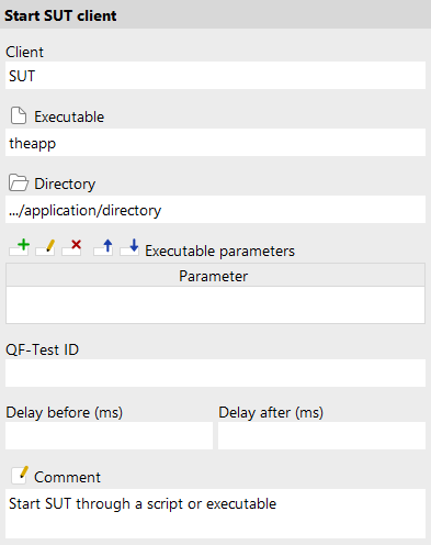Starting the SUT from a script or executable