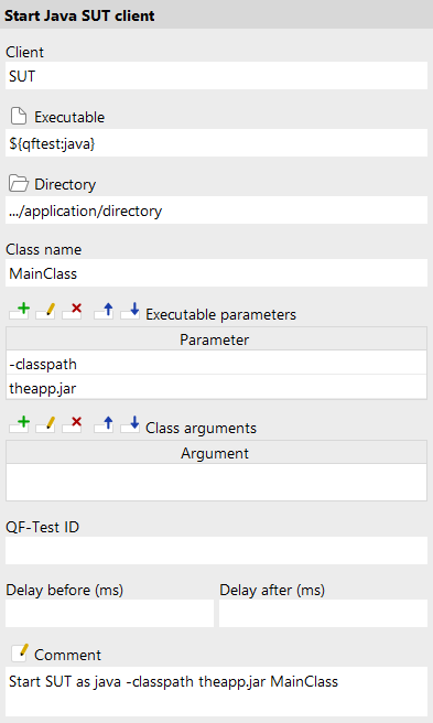 Starting the SUT via the main class