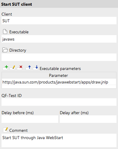 Starting the SUT through Java WebStart