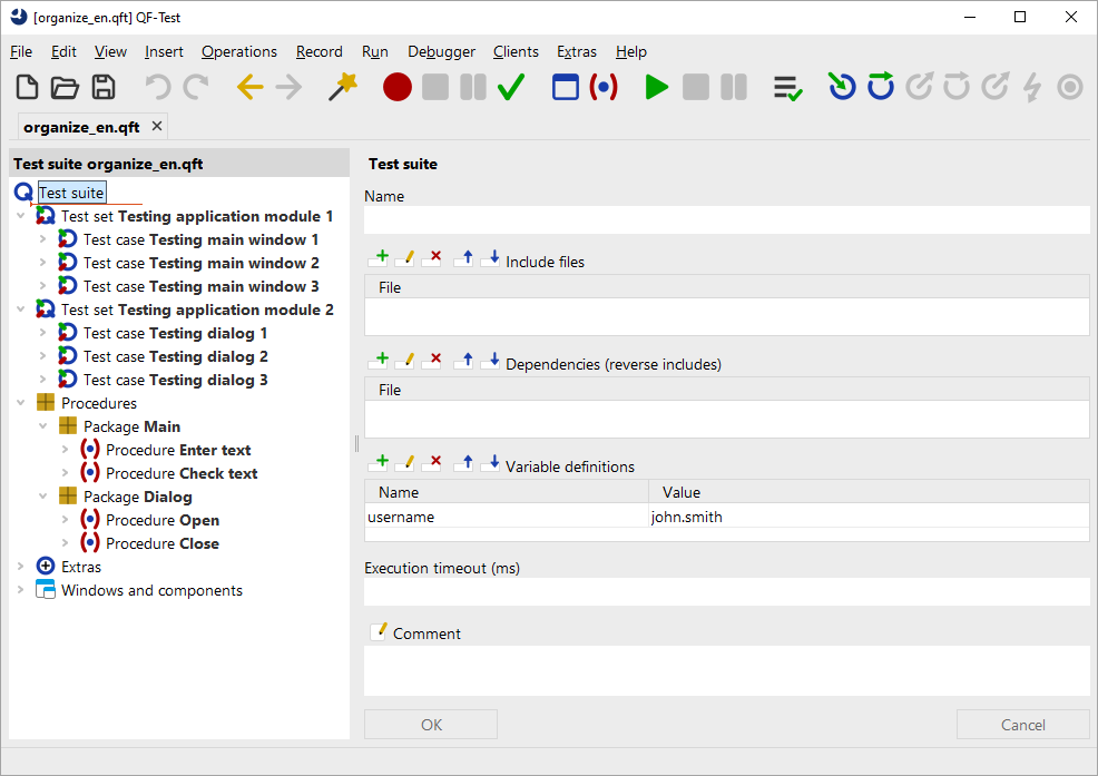 Structure of a testsuite