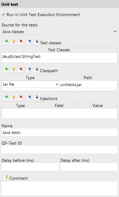Example for a Unit Test node with Java classes