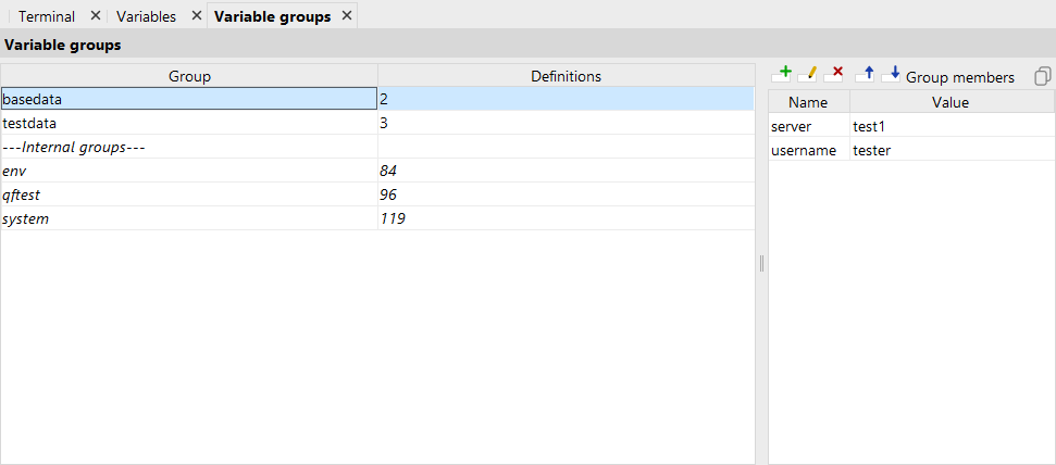 Variable groups