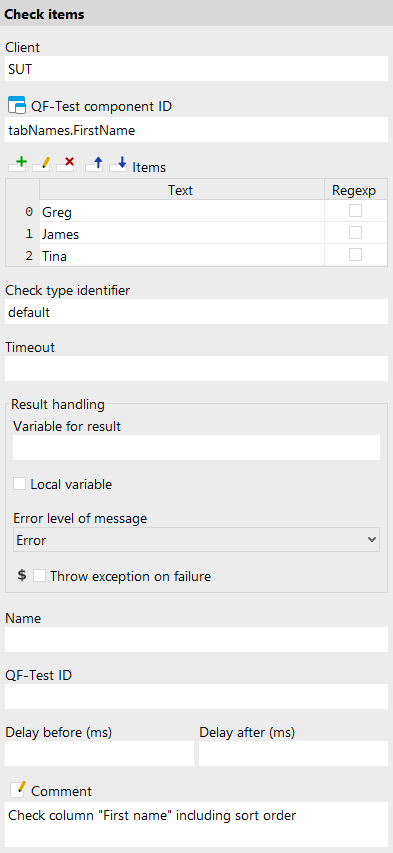 Check items attributes