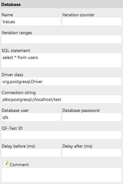 'Database' attributes