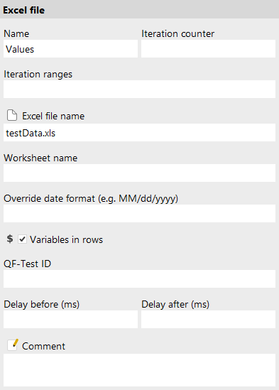 'Excel file' attributes