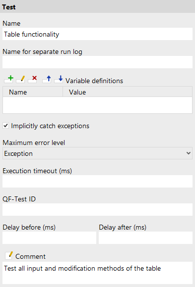 Test attributes