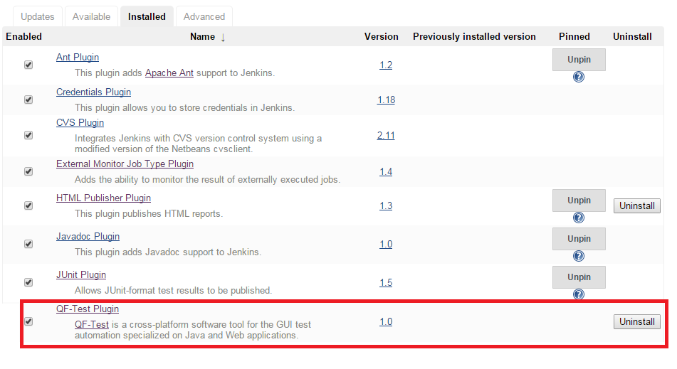 QF-Test Plugin installed