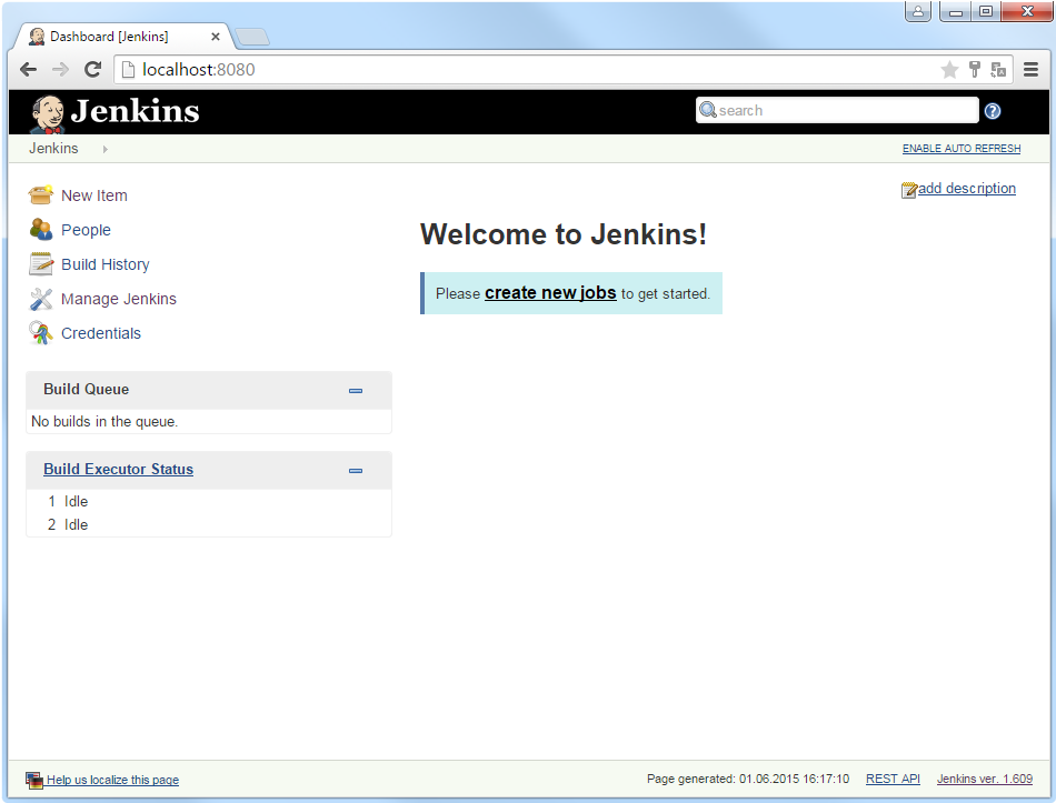Jenkins Start Screen