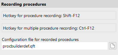 Procedure Builder options