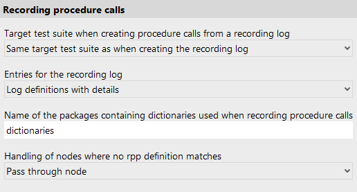 Procedure call recording options