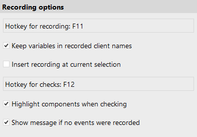 Recording options
