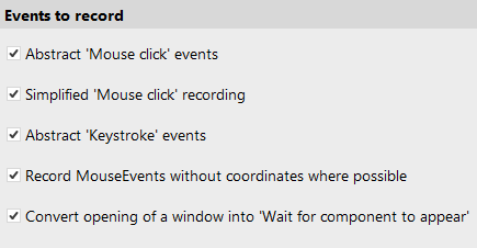 Events to record