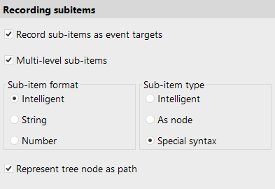 Recording sub-items