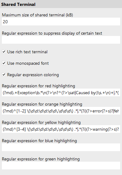 Terminal options
