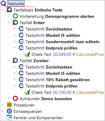Zwei fast gleiche Testschritte
